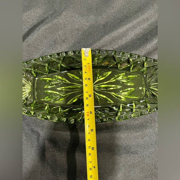 Hazel Atlas Ware Presscut Avocado Green Oblong Serving Butter Dish Trinket Tray - Picture 6 of 6